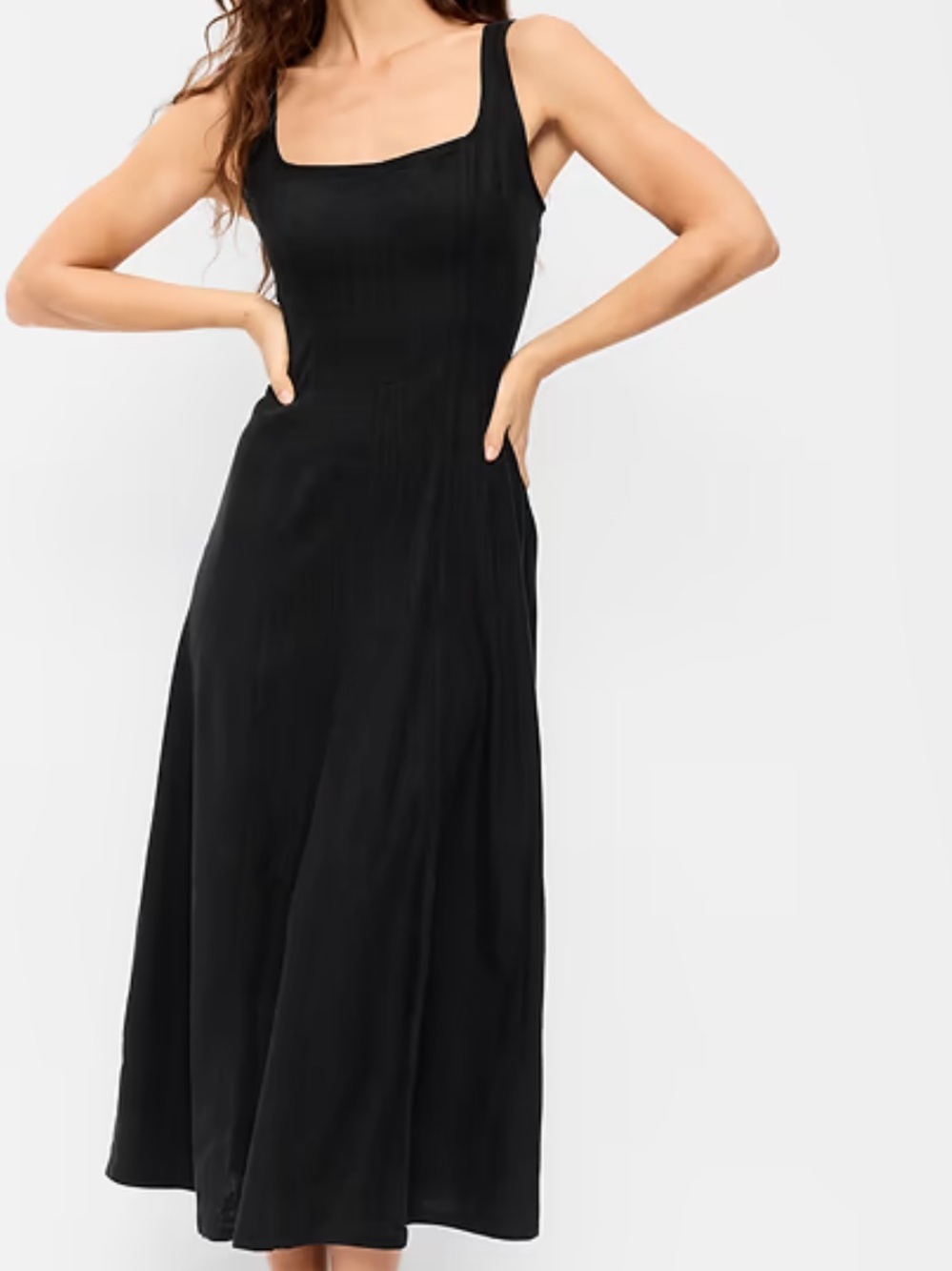 Old Navy Black Midi Dress with Square Neck